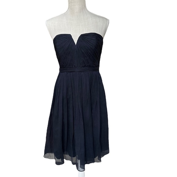 J. Crew 100% Silk Strapless Sweetheart Neckline Nadia Dress in Navy Blue Size: 2 - Picture 1 of 12